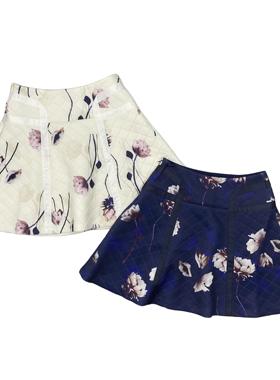 C3096夏季新款显瘦侧拉链高腰气质女裙印花A字裙洋气半身裙短裙