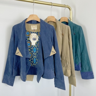 J1013日单新款女装时尚斜门襟铜氨丝外套宽松休闲设计感春秋上衣