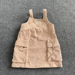 B2273 女童粉色灯芯绒背带裙 秋冬宝宝可爱工装版背心连衣裙