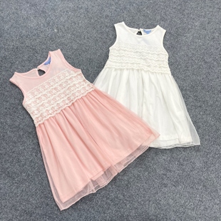 J2048女童蕾丝纱纱连衣裙2025夏季 宝宝背心裙拼接生日裙 新款