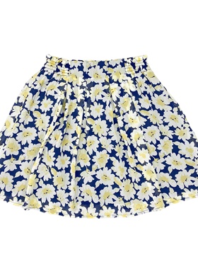 H1037高腰印花裙2025新款女装文艺森系半身裙高腰短裙雪纺A字裙