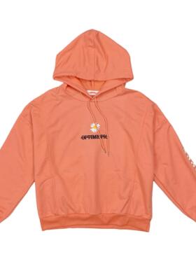 E1004秋季新款女装字母刺绣抽绳连帽宽松卫衣落肩袖减龄休闲上衣