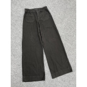 E6039秋季 休闲百搭显瘦长裤 新款 女士纯色亚麻透气宽松阔腿裤