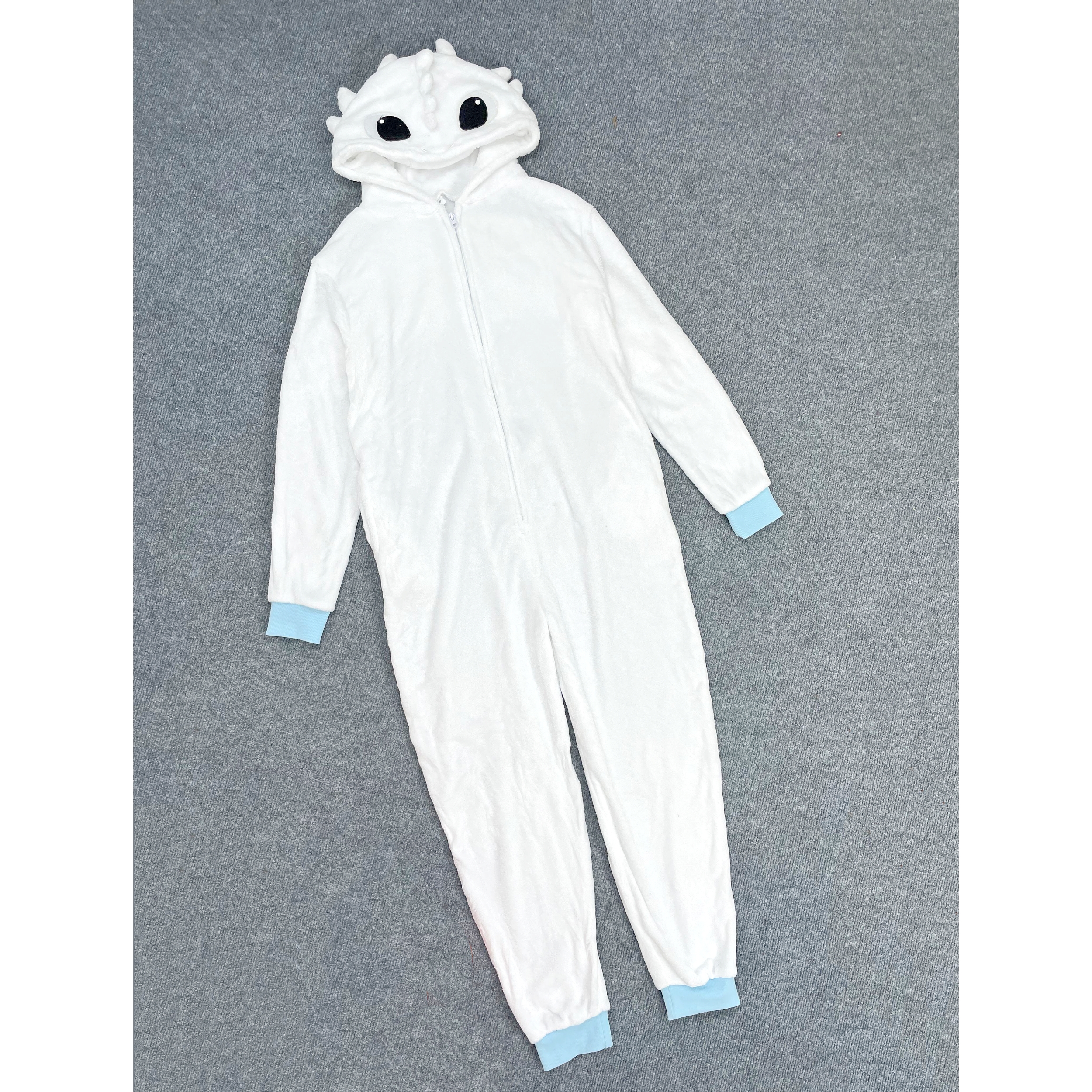 E6072秋冬新款卡通连帽家居服亲肤舒适珊瑚绒连体衣情侣拉链睡衣