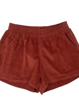 B3202日单新款灯芯绒纯色松紧腰女裤秋季休闲棉质舒适短裤阔腿裤