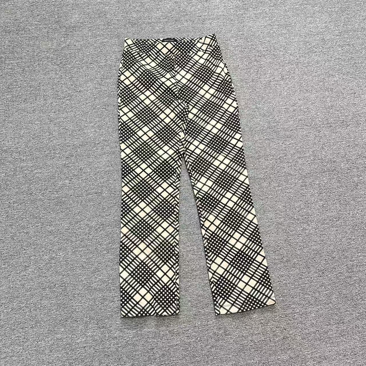 K6116新款复古印花微喇裤高腰弹力显瘦垂感休闲女裤