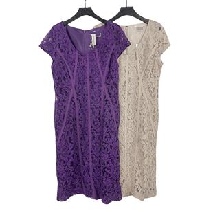 V领短袖 女装 蕾丝裙收腰显瘦气质包臀连衣裙中长裙 新款 E4014夏季