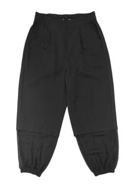 A2153春季新款女装雪纺拼接八分裤时尚百搭休闲裤小众束脚裤