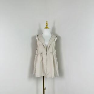 休闲百搭外穿外套 马甲女宽松显瘦中长款 K6080日单新款 连帽无袖