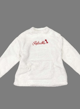 C2143日单新款童装柔软珊瑚绒套头卫衣字母刺绣女童毛绒绒上衣