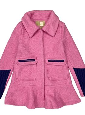 C3171孤品~秋冬女装韩版毛呢外套翻领双排扣中长款洋气显瘦大衣