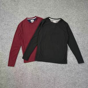 打底衫 T恤男纯色修身 休闲百搭纽扣设计连帽上衣 长袖 K6081新款