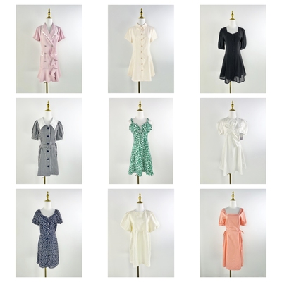 C2188孤品~夏季新款修身显瘦翻领日常款女裙洋气短袖小个子连衣裙