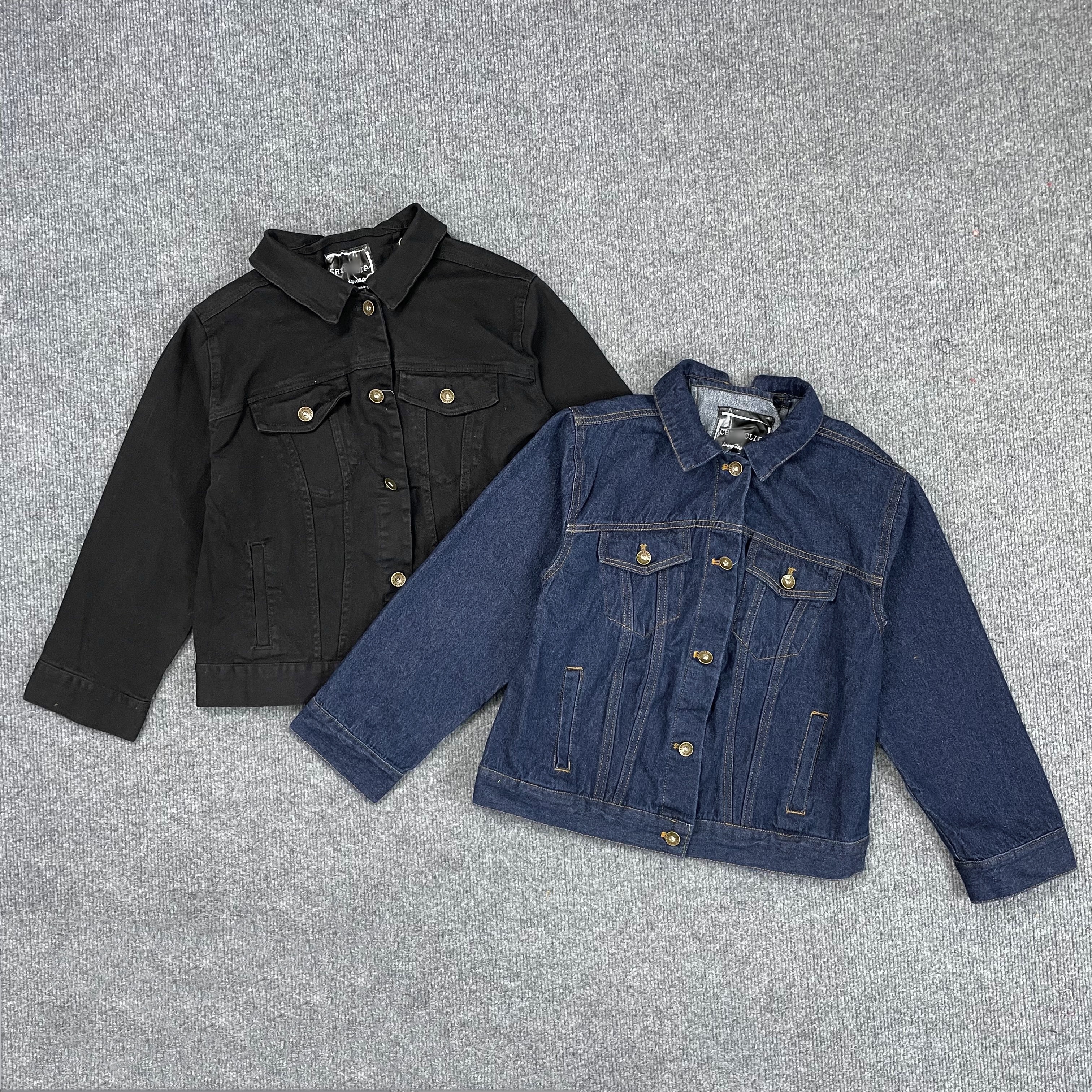 J4009日单新款女装金属扣明线棉质牛仔外套后交叉系带显瘦上衣