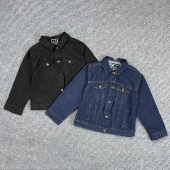 J4009日单新款 女装 金属扣明线棉质牛仔外套后交叉系带显瘦上衣