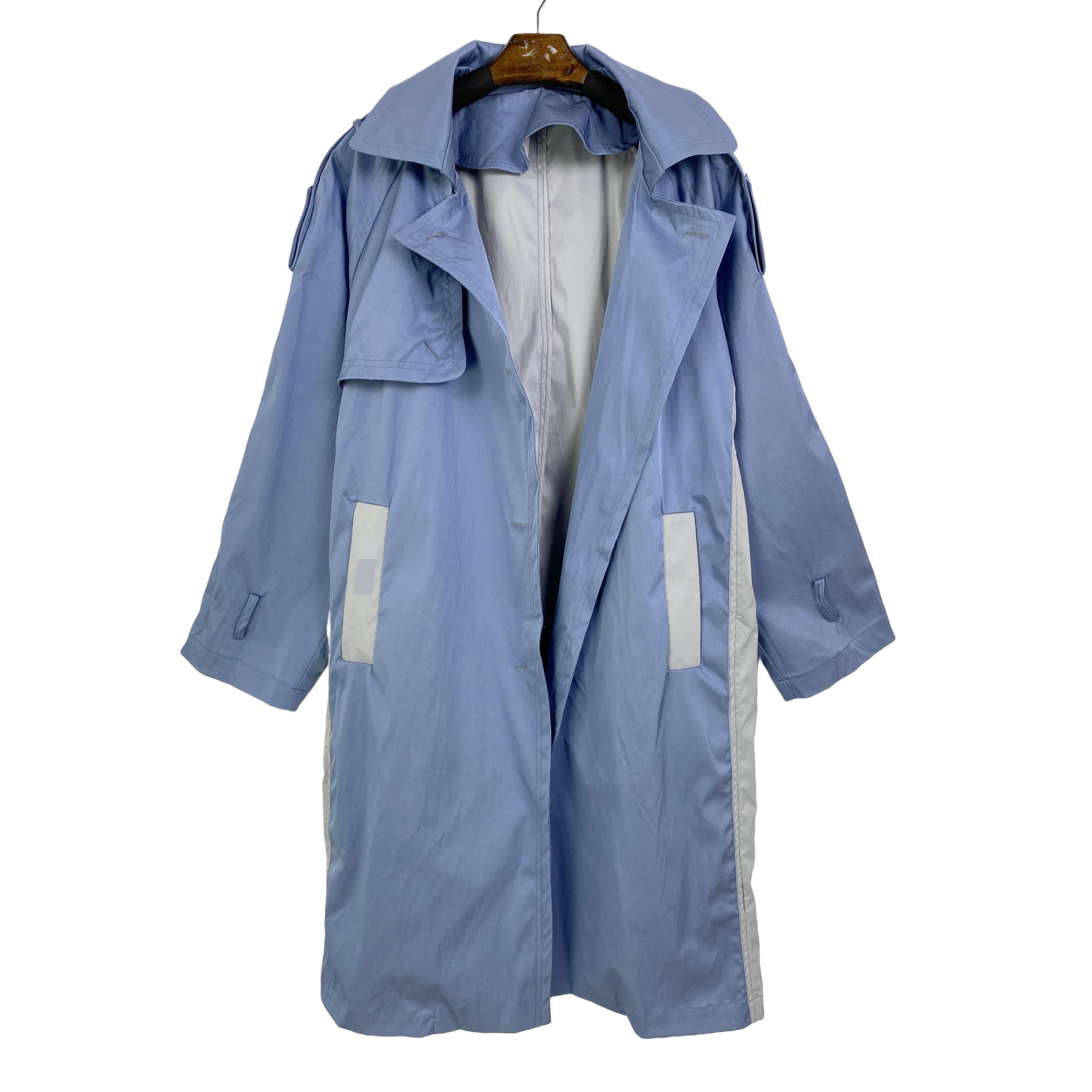 1006冬季新款女装时尚拼色中长款风衣字母印花韩版休闲气质外套