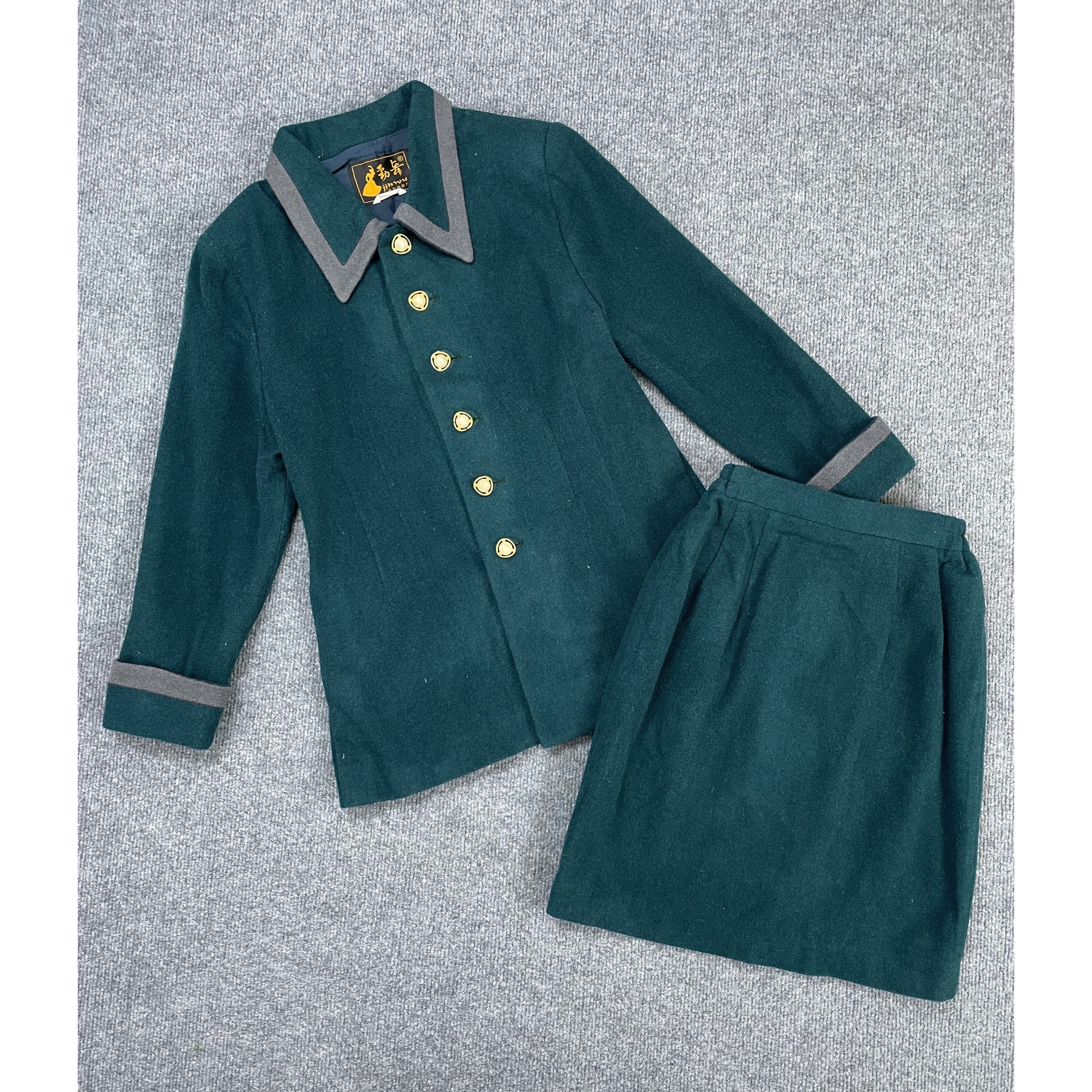 K6011秋冬新款撞色翻领修身上衣+包臀半身裙女套装通勤毛呢两件套,女装/女士精品,时尚套装,淘宝优惠券,粉丝福利购,淘宝优惠卷