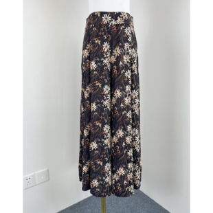 两侧斜插袋九分裤 K2121时髦印花侧拉链阔腿裤 女装 2026春新款 裙裤