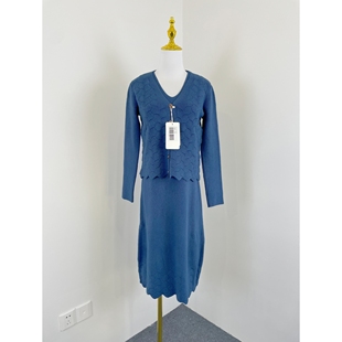 裙2025V领毛衣外套 K5002冬季 针织套装 女装 背心裙气质两件套 新款