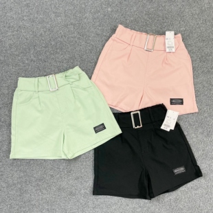 小个子弹力舒适阔腿裤 半松紧腰休闲短裤 女装 B2201日单新款