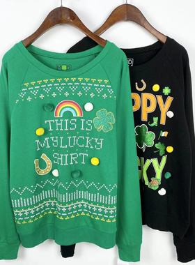 A0065女立体毛球宽松卫衣2022秋季新款字母印花学生插肩袖上衣