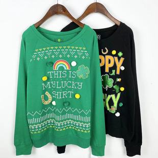 上衣 字母印花学生插肩袖 A0065女立体毛球宽松卫衣2022秋季 新款