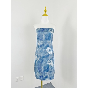 J3046扎染印花抹胸裙2025新款女装侧拉链纯欲风辣妹装时尚连衣裙