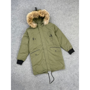 J2105冬季新款大毛领中长款羽绒服男女休闲连帽派克服白鸭绒外套