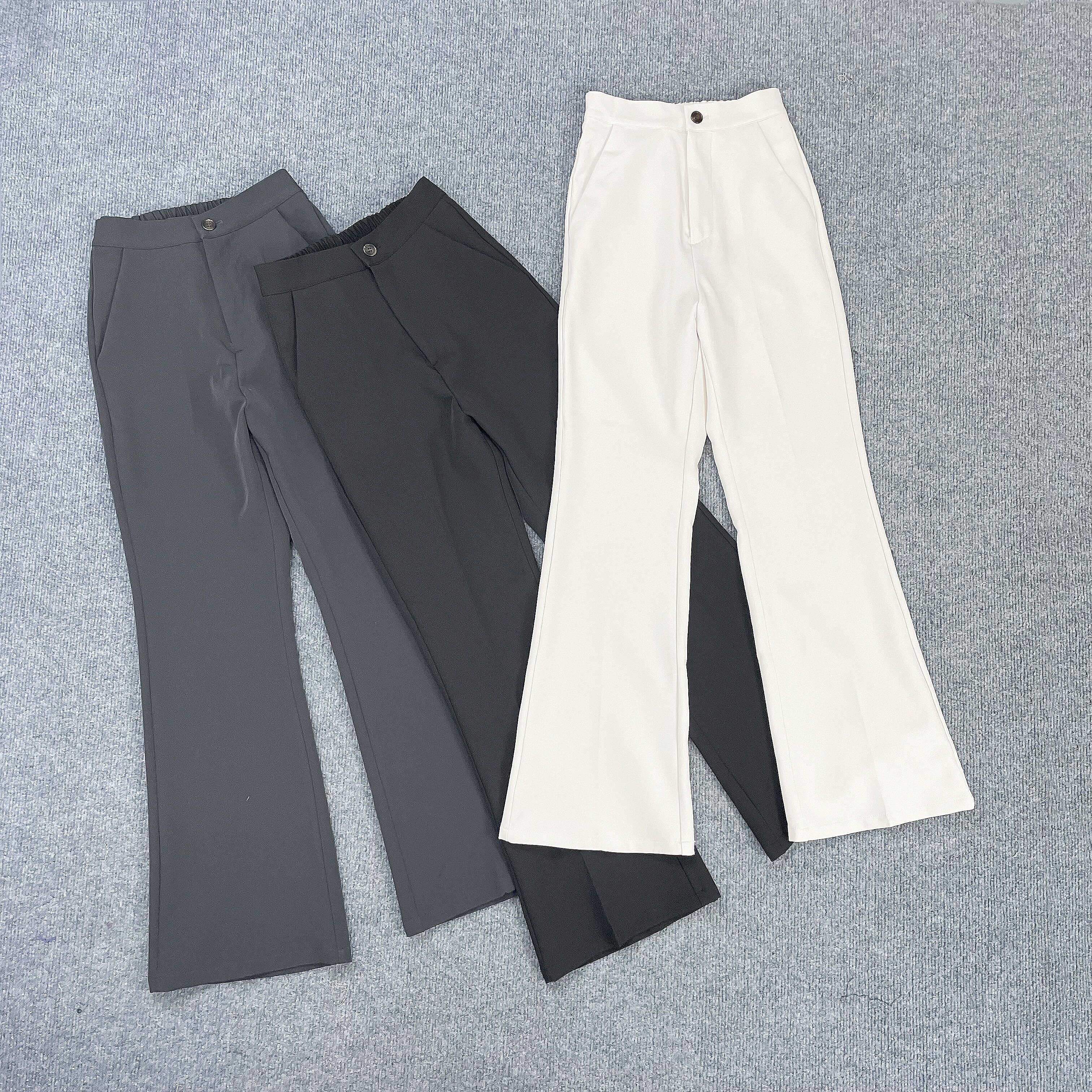 B5008日单新款后松紧腰女士显瘦微喇裤春秋高腰通勤休闲裤长裤 - 拾衣外贸出品