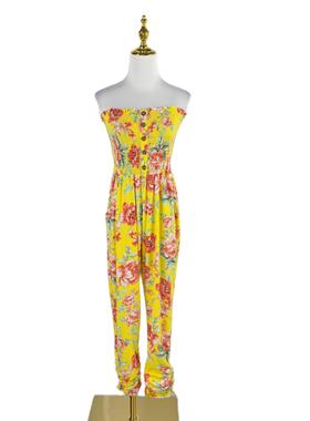 K2017-1外贸新款女装性感松紧抹胸印花连体裤柔软舒适弹力连衣裤