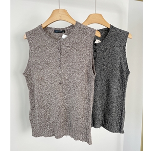 B2170日单新款 圆领混色女士毛衣背心舒适休闲内搭外穿针织小坎肩