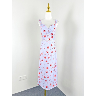 纯欲露背修身 女装 连衣裙 高腰海边度假印花裙2025新款 J3041韩版