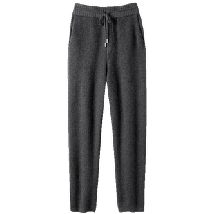 上身足够的舒适~100纯山羊绒男裤外穿休闲简约纯色运动裤长裤冬季