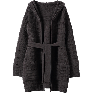 隆重推荐!这件入手真是选对了~纯羊绒时尚连帽开衫加厚毛衣外套