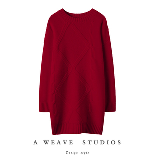 大冷天一件就足够了！重工加密织法羊绒衫中长款纯羊绒毛衣连衣裙