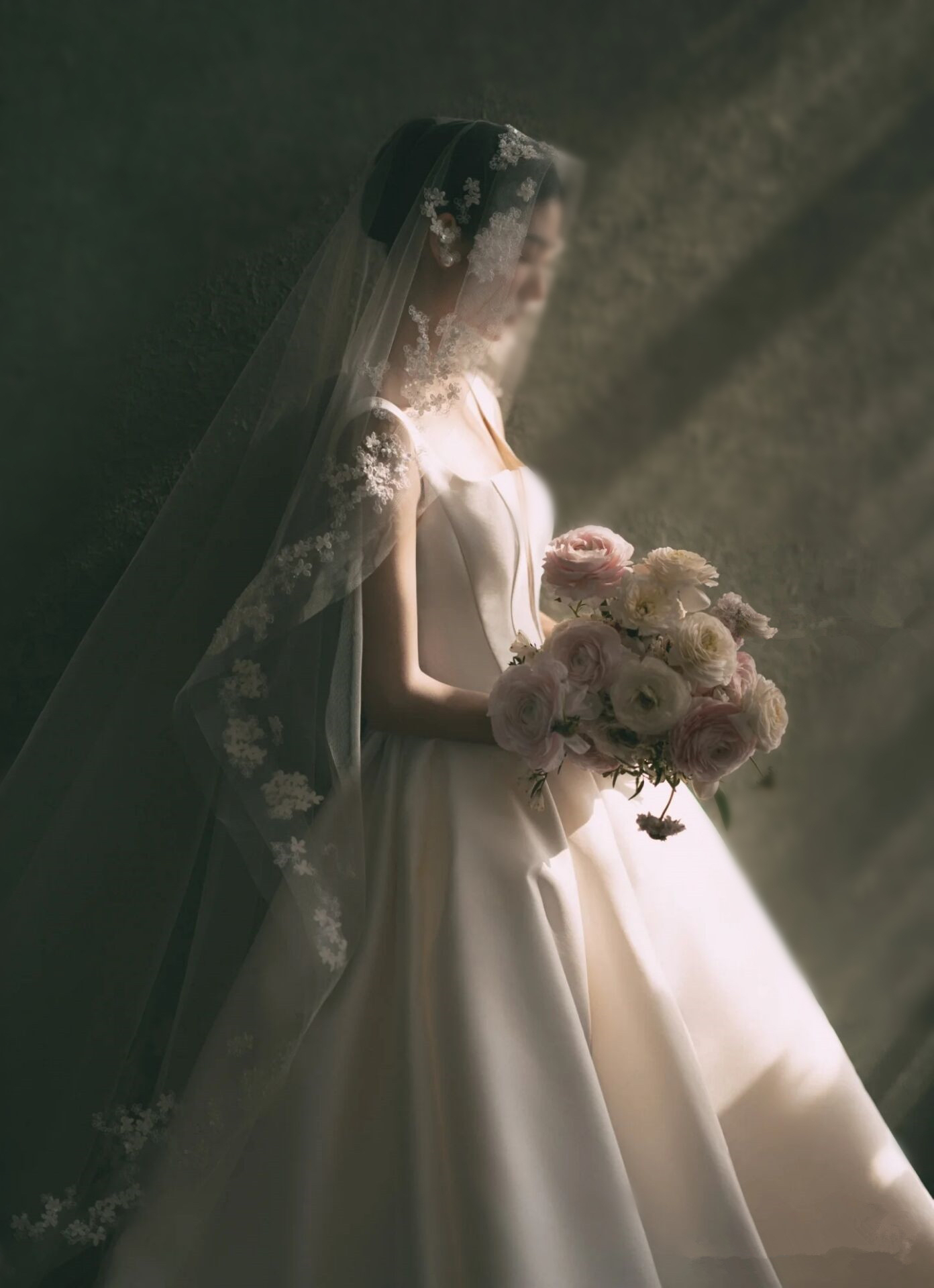 新娘复古弹力网高级感蕾丝头纱主婚纱旅拍样片头饰森系结婚影楼