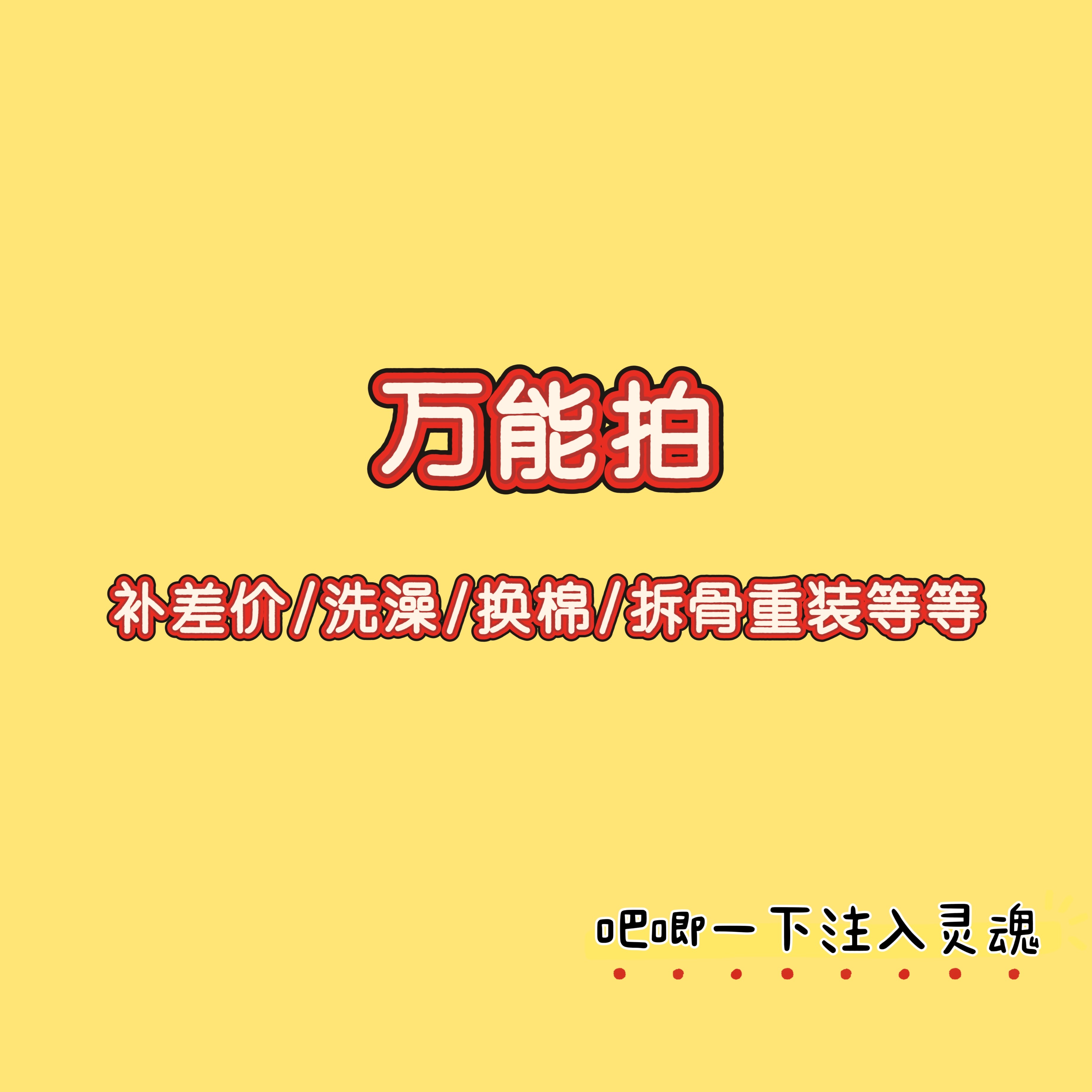 万能拍（拆骨重装 换棉充棉 洗澡 腮红 补运费等）