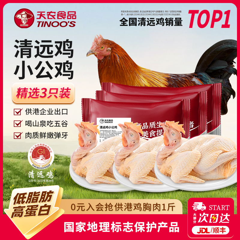 天农广东清远新鲜小公鸡整只800g