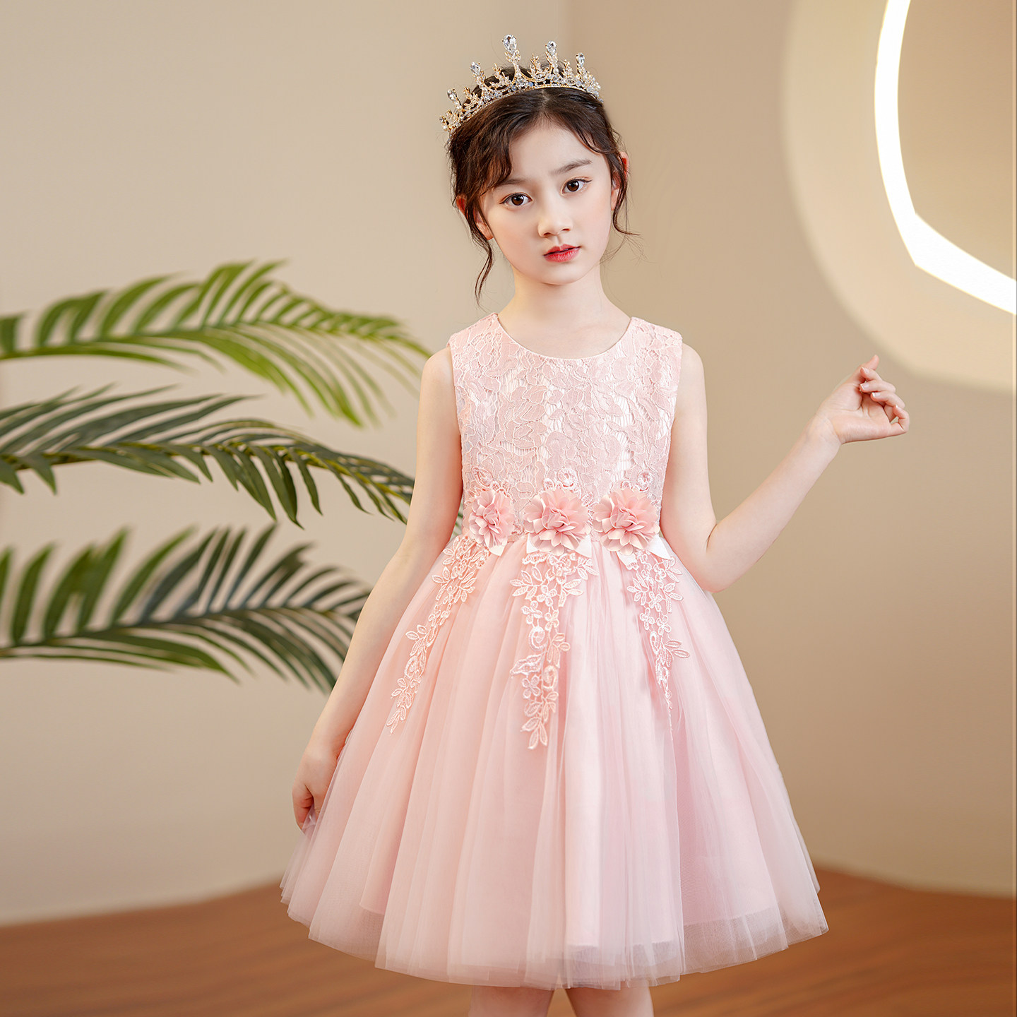 女童公主裙夏季新款礼服儿童连衣裙网纱蓬蓬裙洋气小女孩演出服夏