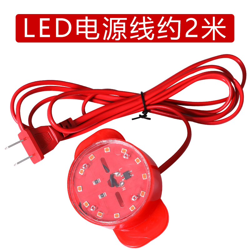 灯笼电源线2米发光led灯阳台户外新年大红铁口植绒灯笼伴侣插电线