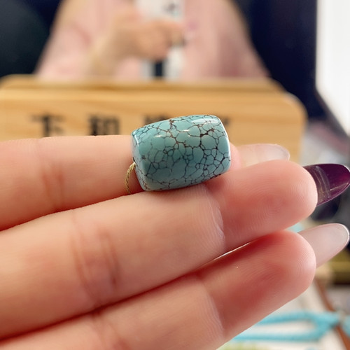 高瓷蓝水草纹桶珠 卡12/16