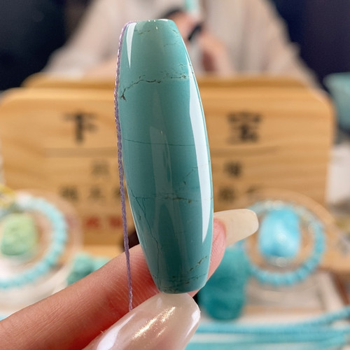 瓷釉级玉化蓝绿色天珠 卡44/15