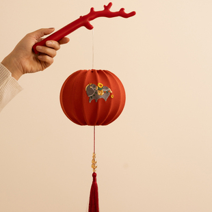 马年新款灯笼儿童手提发光花灯手工diy材料包幼儿园中式古风马灯