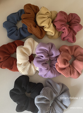 【Follow】东大门同款定制复古秋冬纯色华夫格针织日韩大肠发圈