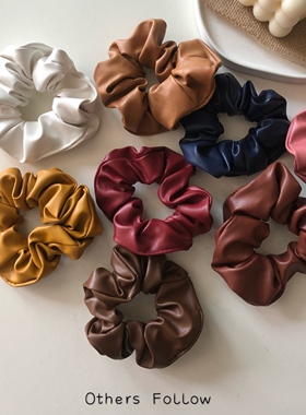 【Follow】韩国东大门定制PU皮革酷女孩少女感俏皮百搭大肠发圈