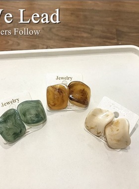 【Follow】韩国东大门同款定制安娜同款树脂透明INS百搭925银耳环