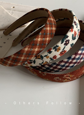 【Follow】韩国东大门同款定制灯芯绒田园小碎花格纹可爱童趣发箍