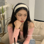 韩国东大门同款 Follow 定制秋冬复古发饰宽边奶油色系毛绒发箍