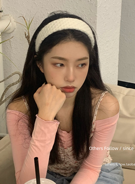 【Follow】韩国东大门同款定制秋冬复古发饰宽边奶油色系毛绒发箍