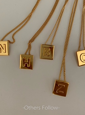 【Follow】韩国东大门定制娜娜小周同款INS百搭方形金属字母项链